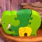 Preview: Holz Elefant mit Baby grün