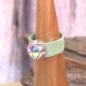 Preview: Damenring mit Kork-Band grün und Swarovski-Stein crystal breit