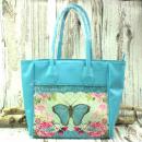 Grosse Shopper Tasche mit blauem Schmetterling